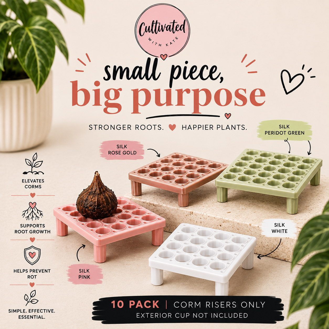 Square Corm Risers ONLY | Set of 10